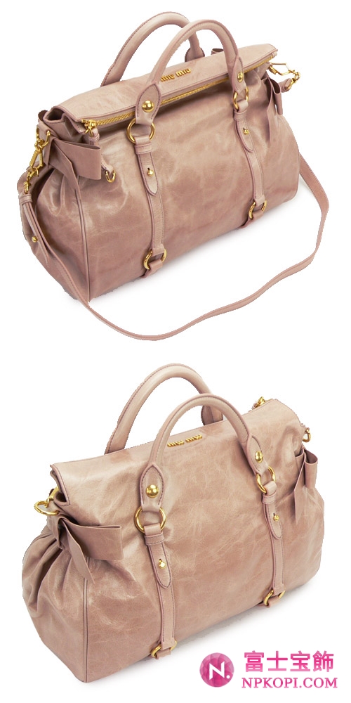 MIUMIU ミュウミュウ 2WAY ショルダーバッグ レザー ピンクベージュ RT0365 VITELLO.LUX CIPRIA